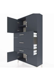 Arges Dolap 2 Raflı 3 Çekmeceli 4 Kapaklı 88x30x163 Antrasit-Antrasit