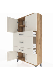 Arges Dolap 2 Raflı 3 Çekmeceli 4 Kapaklı 88x30x163 Çam-Aytaşı