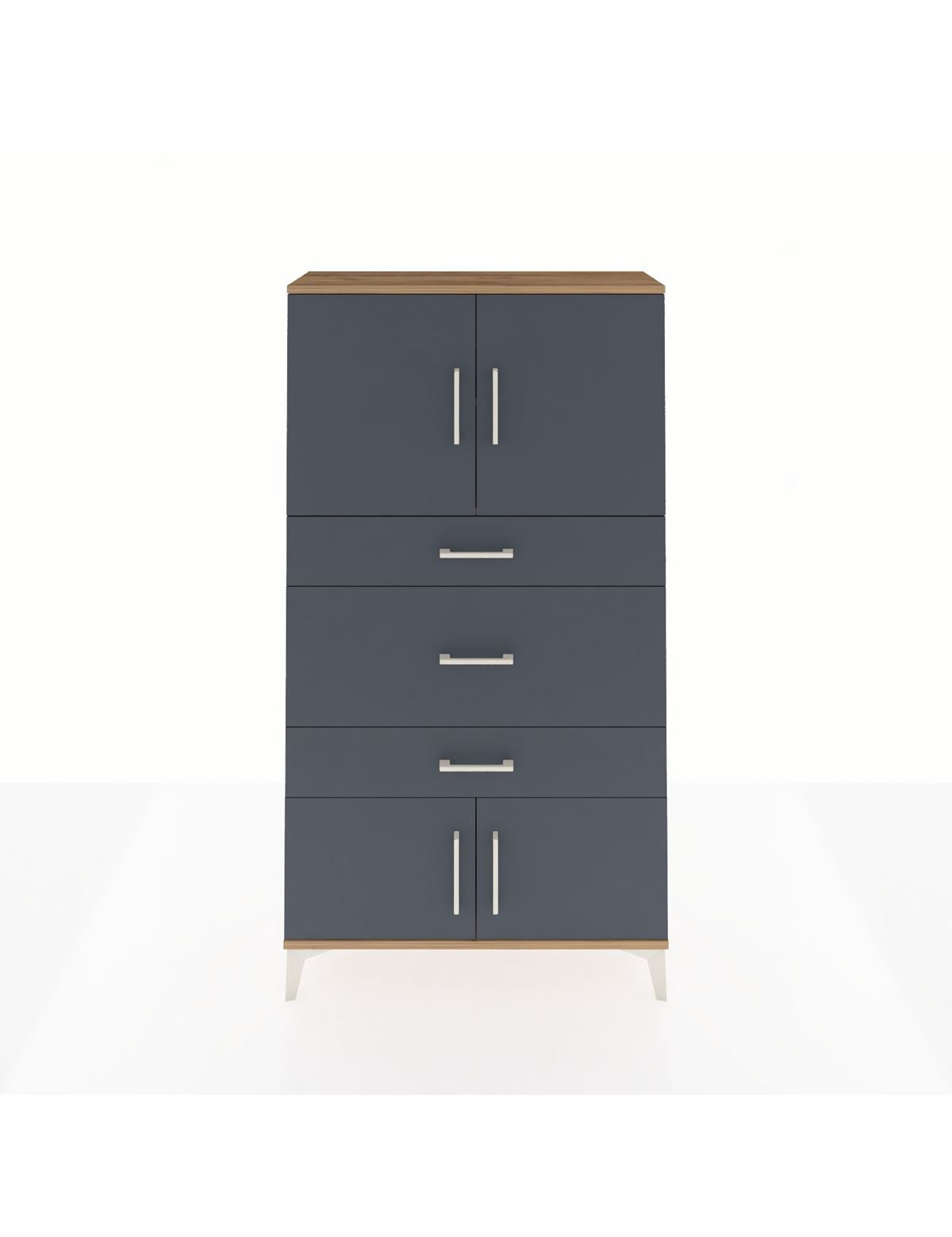 Arges Dolap 2 Raflı 3 Çekmeceli 4 Kapaklı 88x30x163 Çam-Antrasit