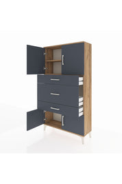 Arges Dolap 2 Raflı 3 Çekmeceli 4 Kapaklı 88x30x163 Çam-Antrasit