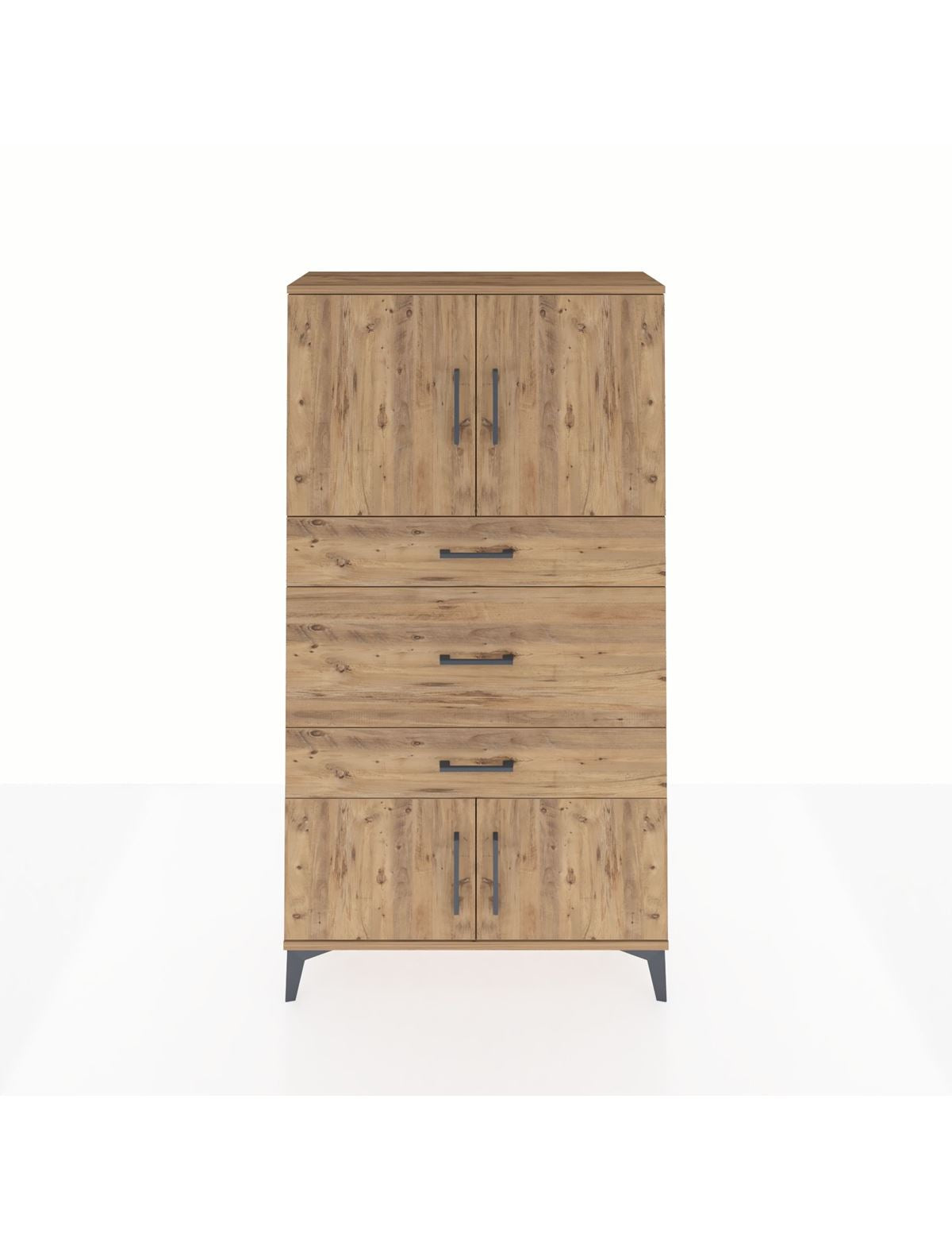 Arges Dolap 2 Raflı 3 Çekmeceli 4 Kapaklı 88x30x163 Çam-Çam