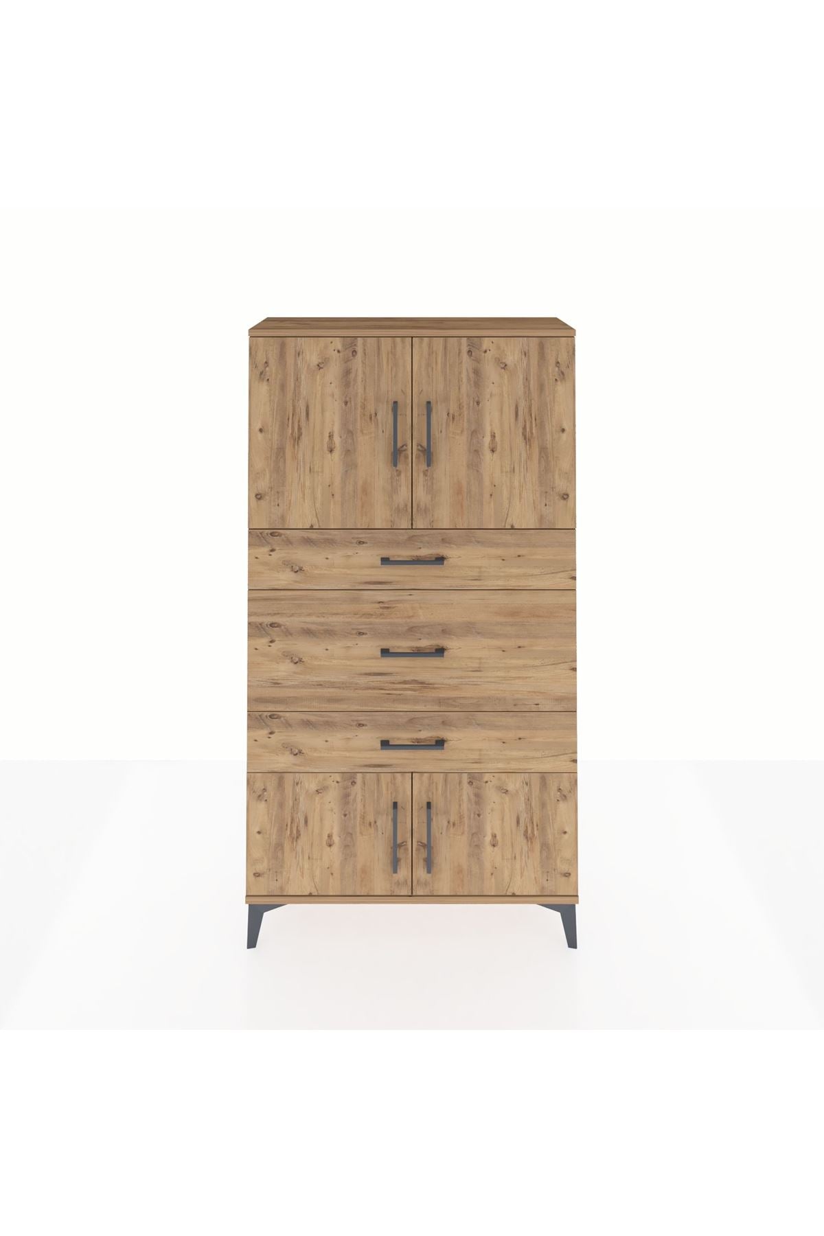 Arges Dolap 2 Raflı 3 Çekmeceli 4 Kapaklı 88x30x163 Çam-Çam