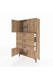 Arges Dolap 2 Raflı 3 Çekmeceli 4 Kapaklı 88x30x163 Çam-Çam
