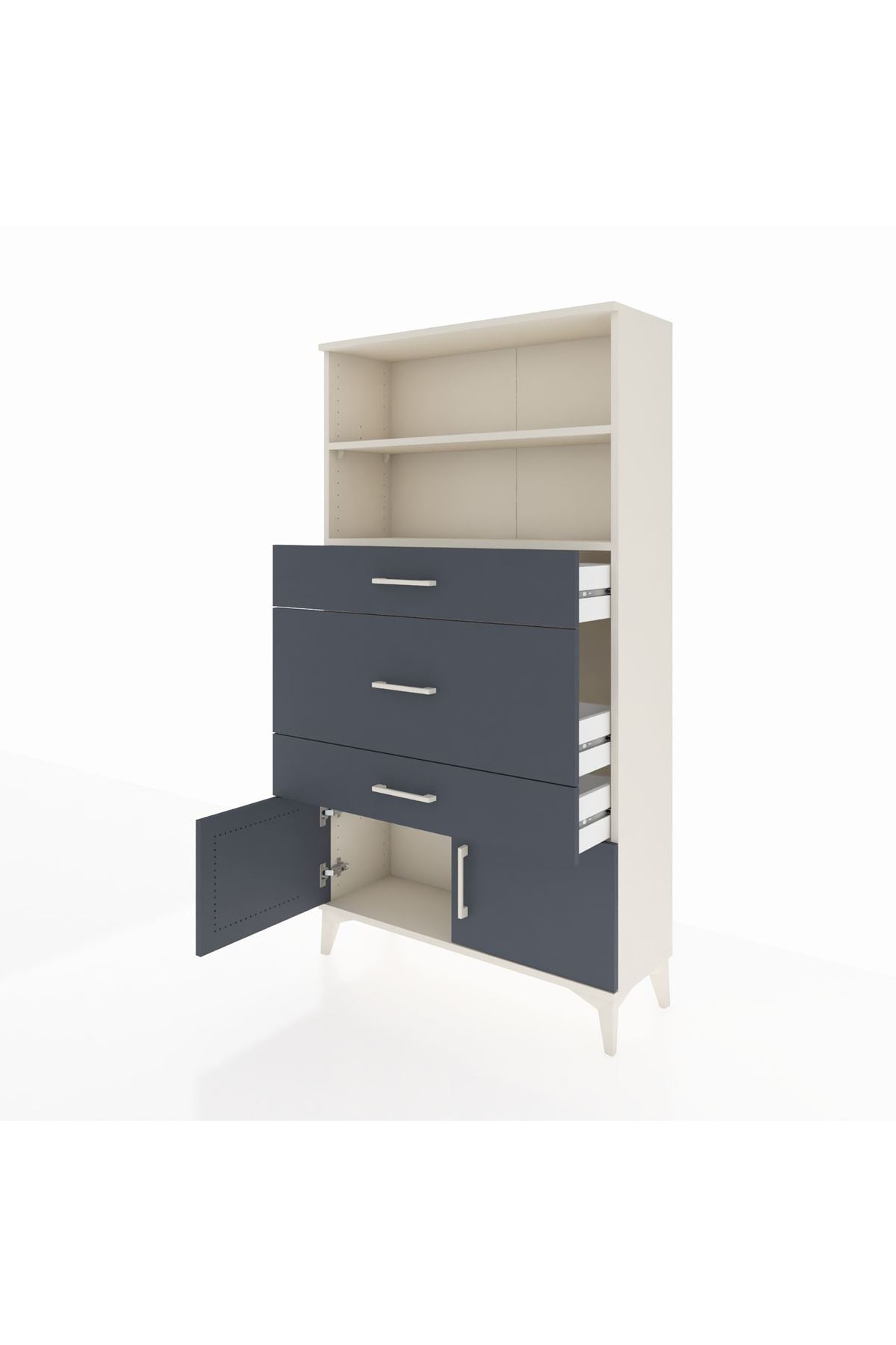 Arges Dolap 2 Raflı 3 Çekmeceli 2 Kapaklı 88x30x163 Aytaşı-Antrasit