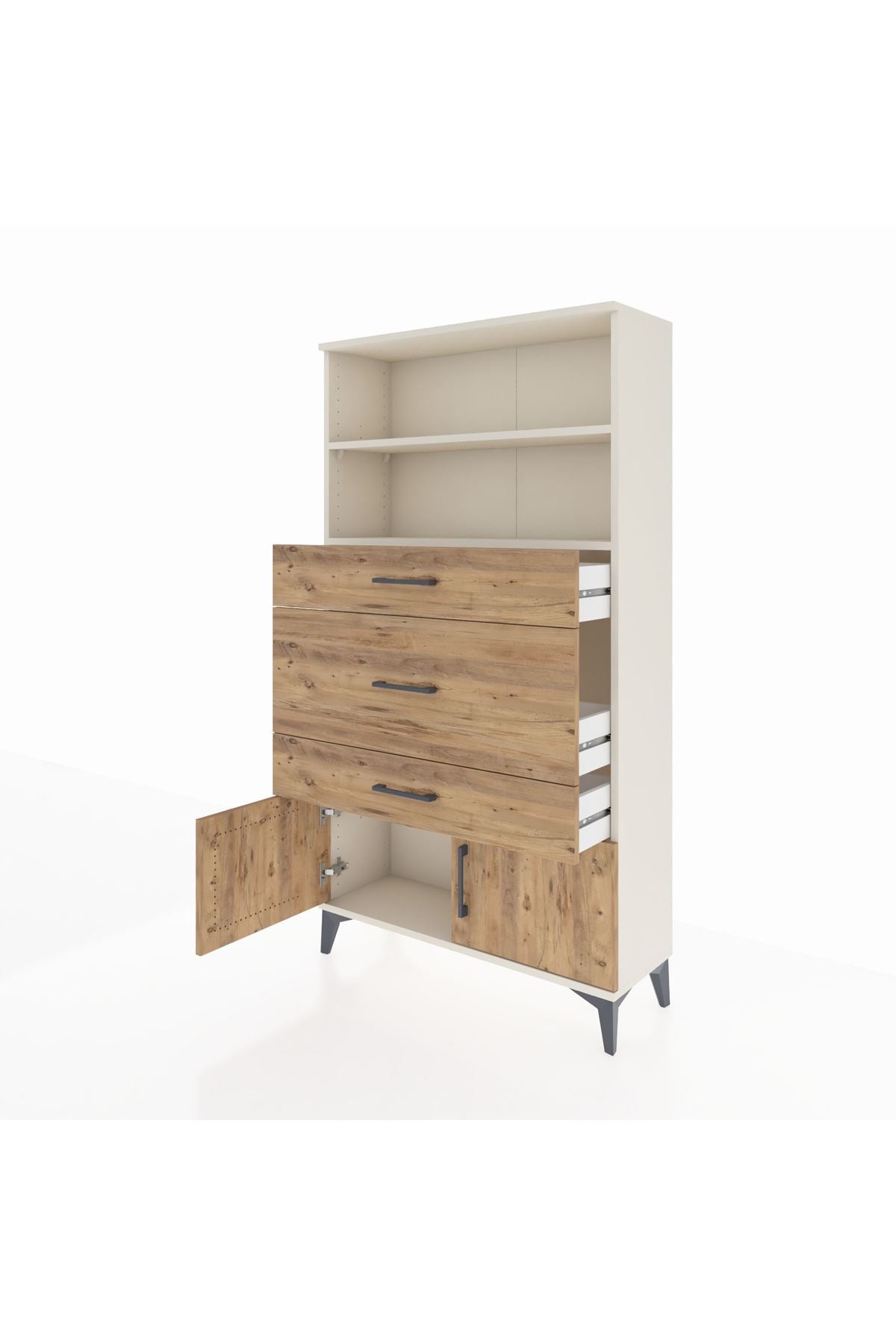 Arges Dolap 2 Raflı 3 Çekmeceli 2 Kapaklı 88x30x163 Aytaşı-Çam