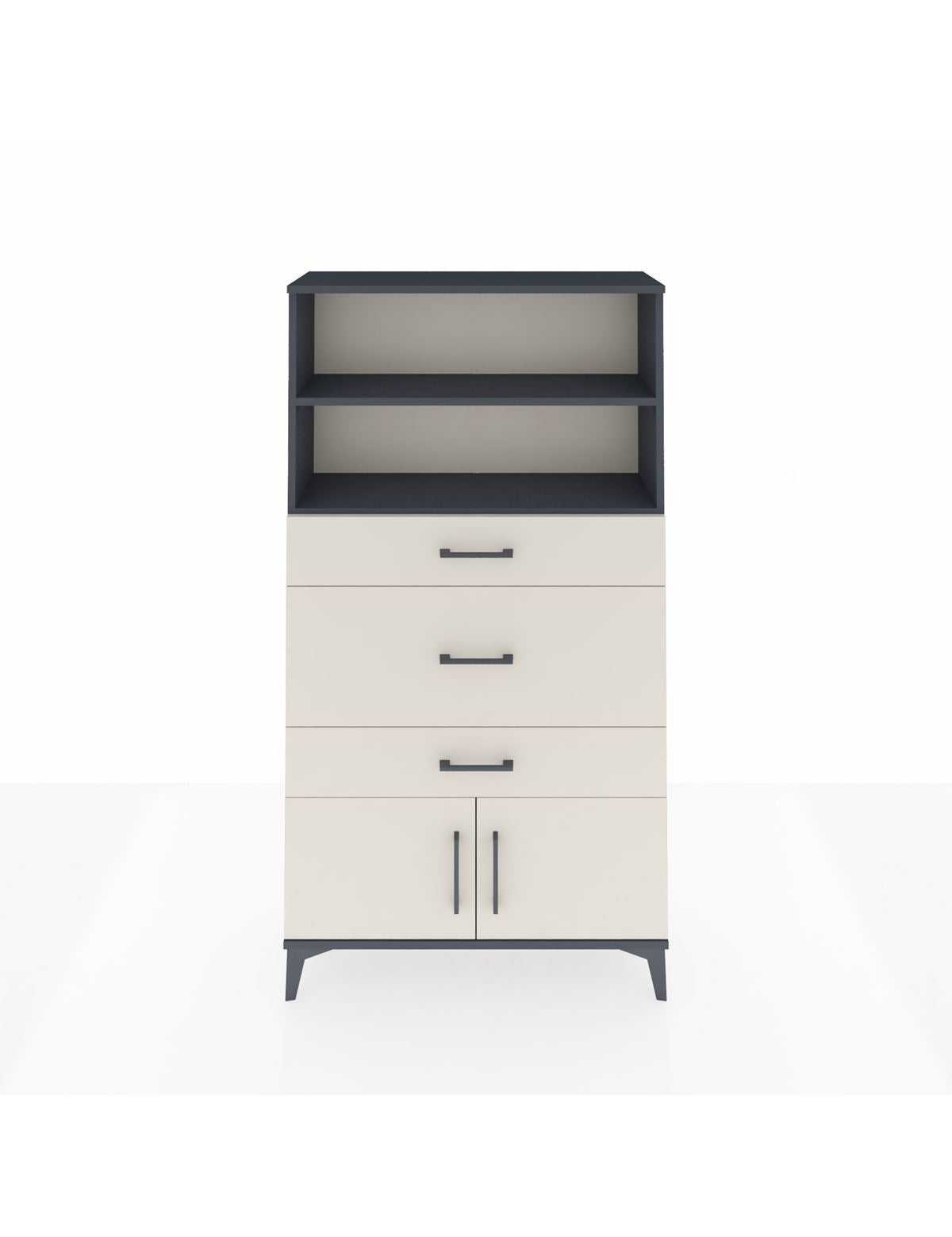 Arges Dolap 2 Raflı 3 Çekmeceli 2 Kapaklı 88x30x163 Antrasit-Aytaşı