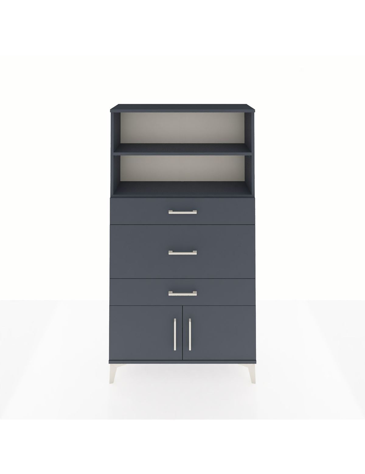 Arges Dolap 2 Raflı 3 Çekmeceli 2 Kapaklı 88x30x163 Antrasit-Antrasit