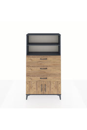 Arges Dolap 2 Raflı 3 Çekmeceli 2 Kapaklı 88x30x163 Antrasit-Çam