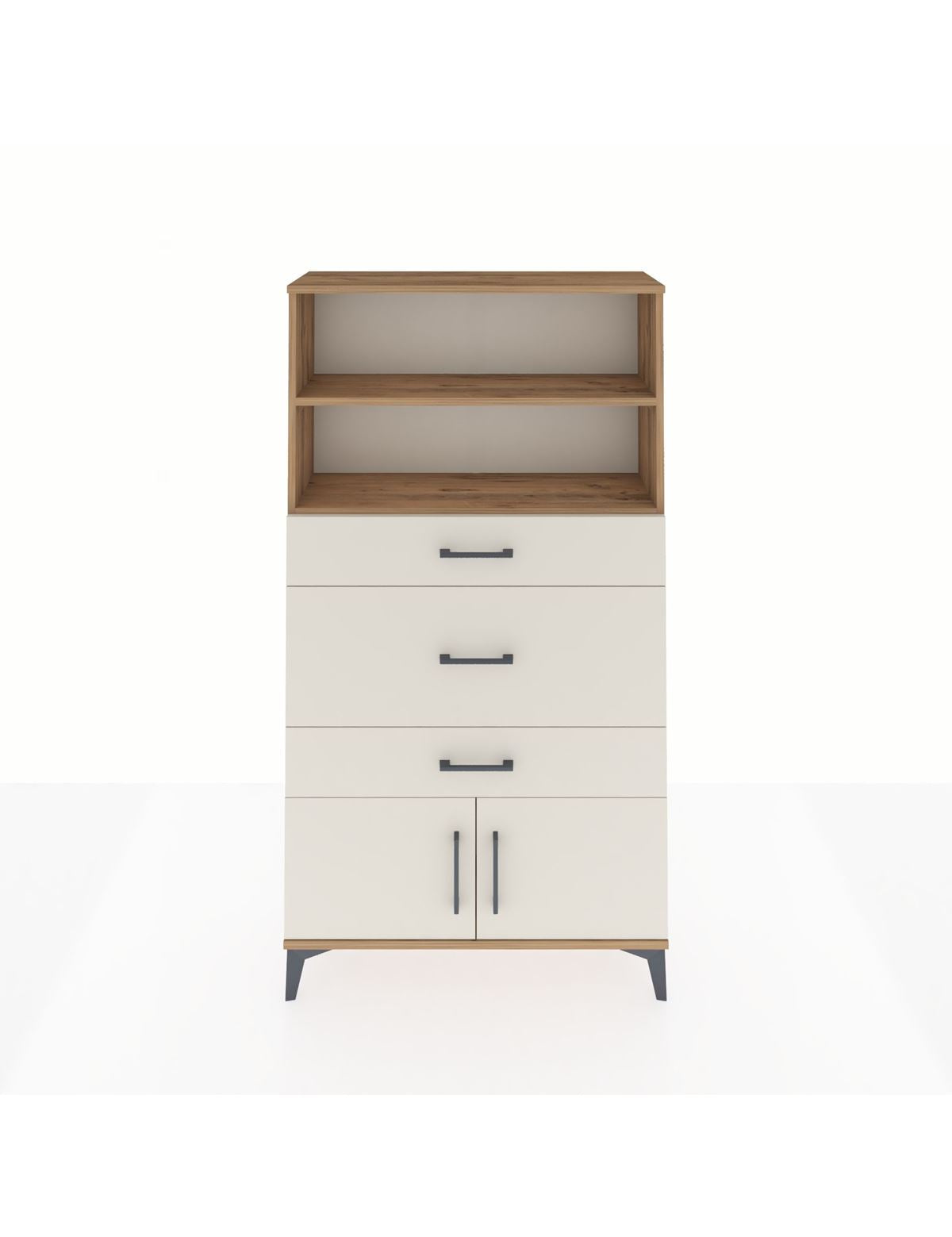 Arges Dolap 2 Raflı 3 Çekmeceli 2 Kapaklı 88x30x163 Çam-Aytaşı