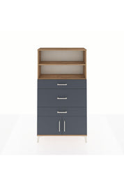 Arges Dolap 2 Raflı 3 Çekmeceli 2 Kapaklı 88x30x163 Çam-Antrasit