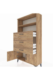 Arges Dolap 2 Raflı 3 Çekmeceli 2 Kapaklı 88x30x163 Çam-Çam
