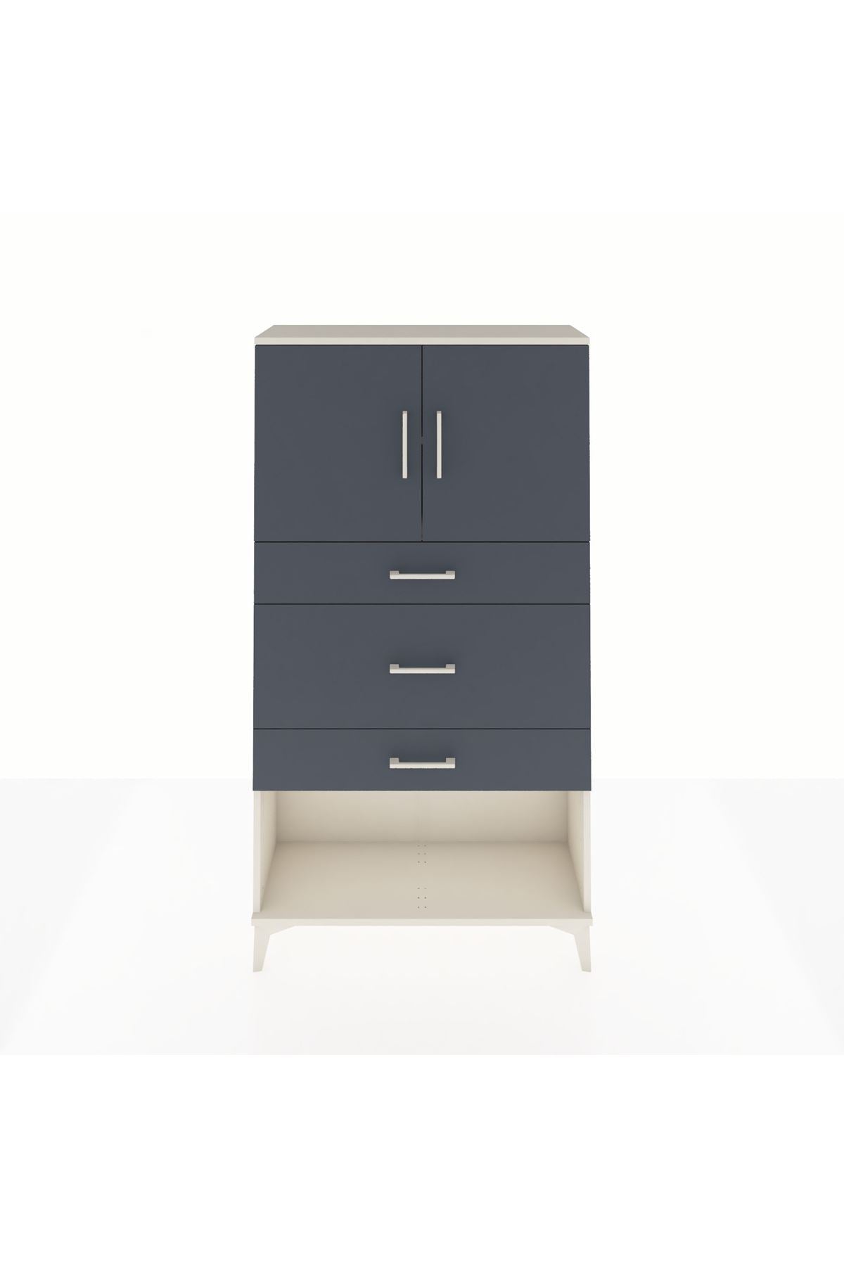 Arges Dolap 2 Raflı 3 Çekmeceli 2 Kapaklı 88x30x163 Aytaşı-Antrasit