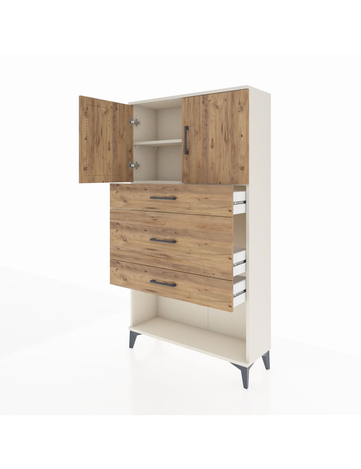 Arges Dolap 2 Raflı 3 Çekmeceli 2 Kapaklı 88x30x163 - S21M135V3A