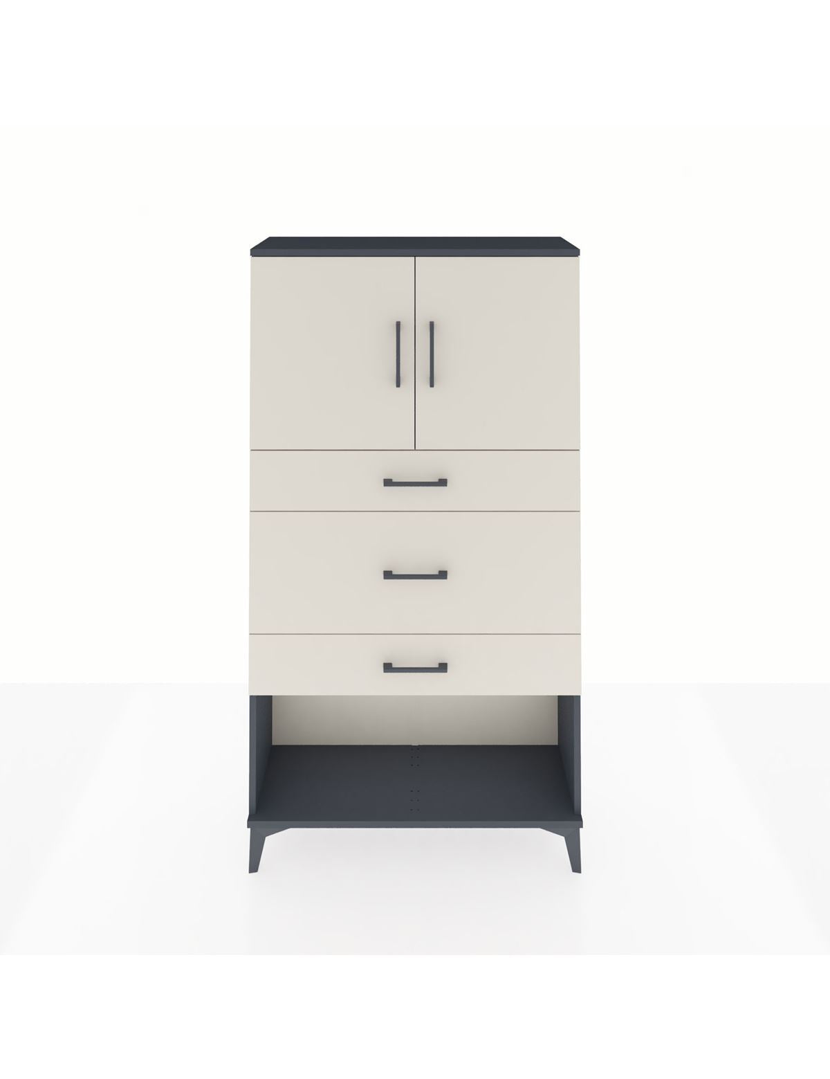 Arges Dolap 2 Raflı 3 Çekmeceli 2 Kapaklı 88x30x163 Antrasit-Aytaşı