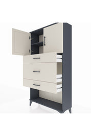 Arges Dolap 2 Raflı 3 Çekmeceli 2 Kapaklı 88x30x163 Antrasit-Aytaşı