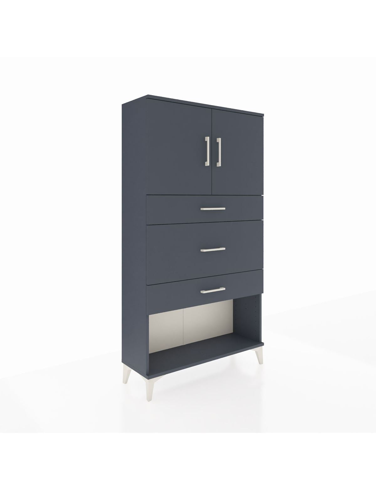 Arges Dolap 2 Raflı 3 Çekmeceli 2 Kapaklı 88x30x163 Antrasit-Antrasit