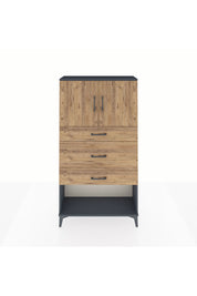 Arges Dolap 2 Raflı 3 Çekmeceli 2 Kapaklı 88x30x163 Antrasit-Çam