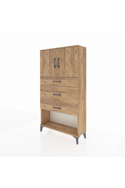 Arges Dolap 2 Raflı 3 Çekmeceli 2 Kapaklı 88x30x163 Çam-Çam