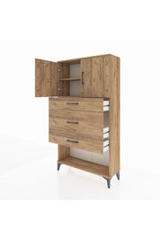 Arges Dolap 2 Raflı 3 Çekmeceli 2 Kapaklı 88x30x163 Çam-Çam