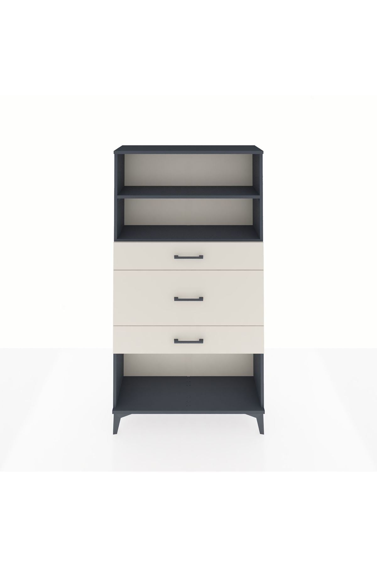 Arges Dolap 2 Raflı 3 Çekmeceli 88x30x163 Antrasit-Aytaşı