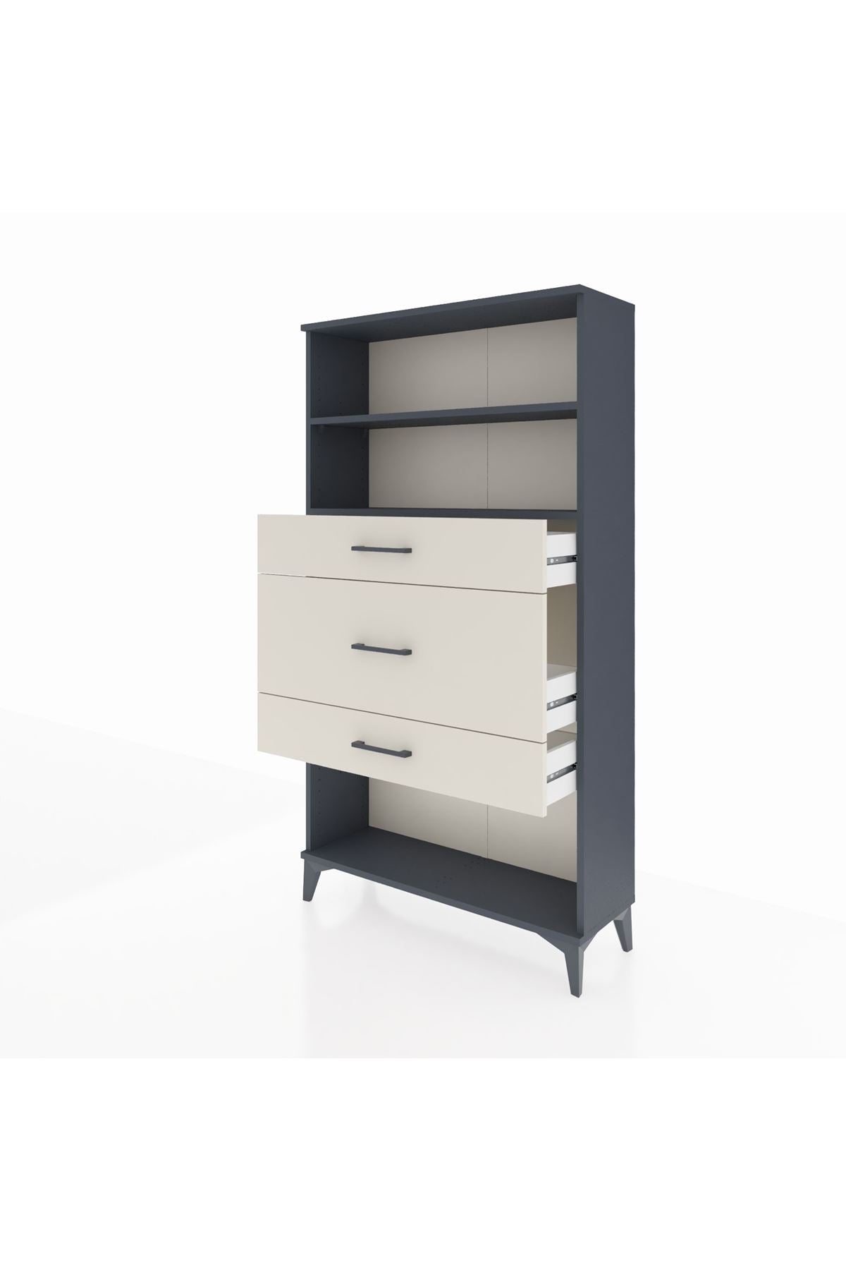 Arges Dolap 2 Raflı 3 Çekmeceli 88x30x163 Antrasit-Aytaşı