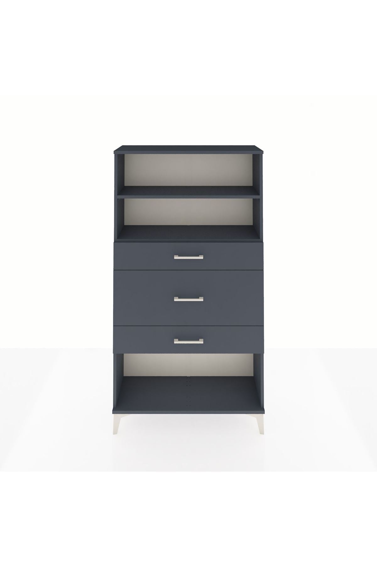 Arges Dolap 2 Raflı 3 Çekmeceli 88x30x163 Antrasit-Antrasit