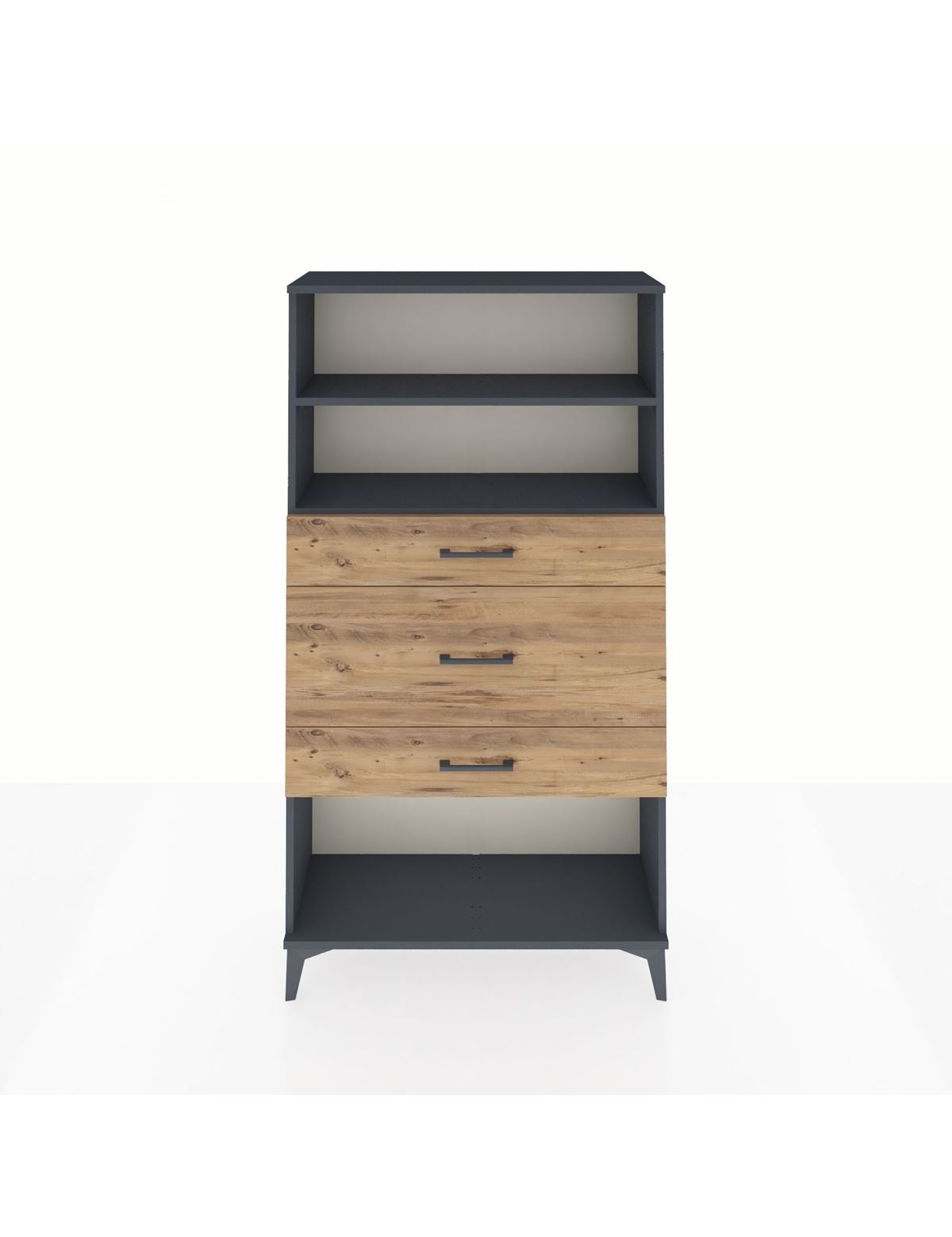 Arges Dolap 2 Raflı 3 Çekmeceli 88x30x163 Antrasit-Çam