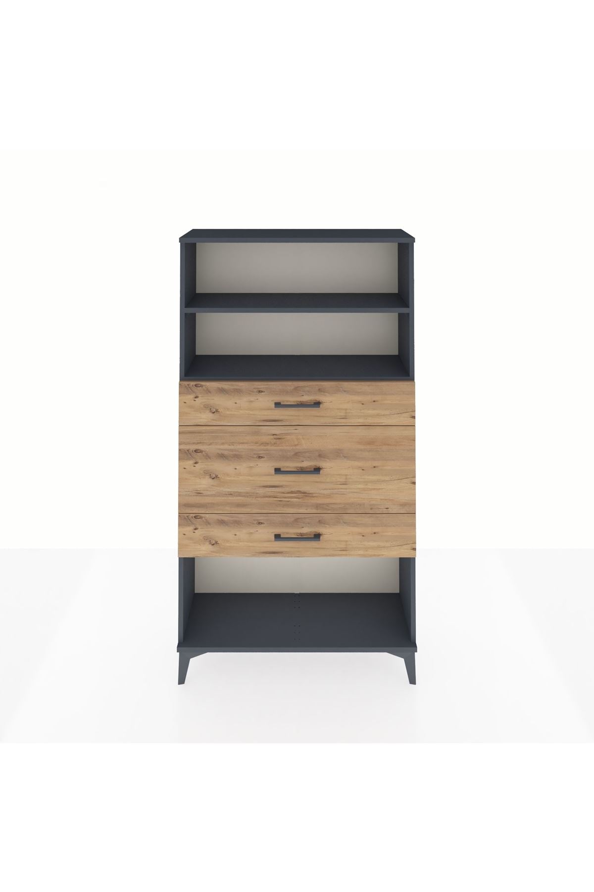 Arges Dolap 2 Raflı 3 Çekmeceli 88x30x163 Antrasit-Çam