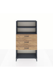 Arges Dolap 2 Raflı 3 Çekmeceli 88x30x163 Antrasit-Çam