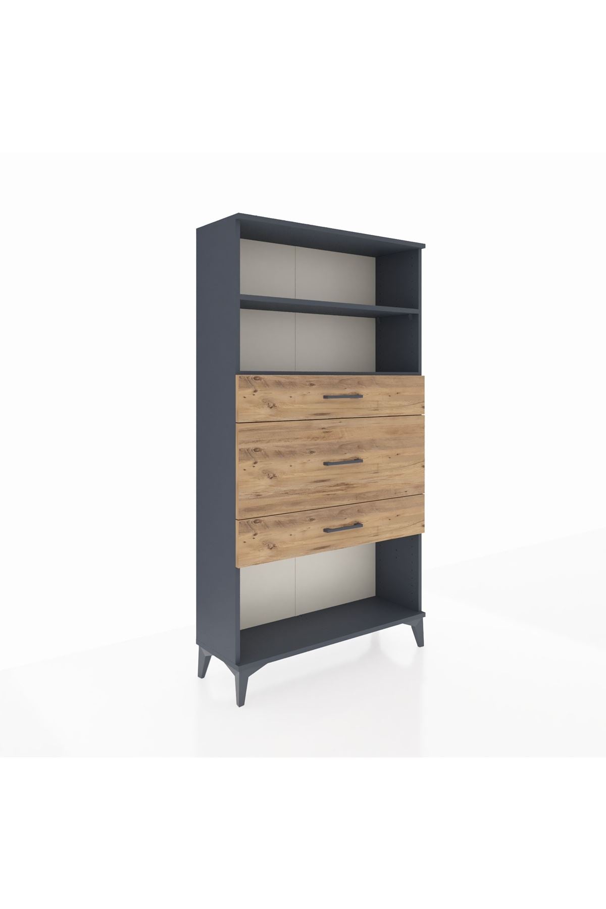 Arges Dolap 2 Raflı 3 Çekmeceli 88x30x163 Antrasit-Çam