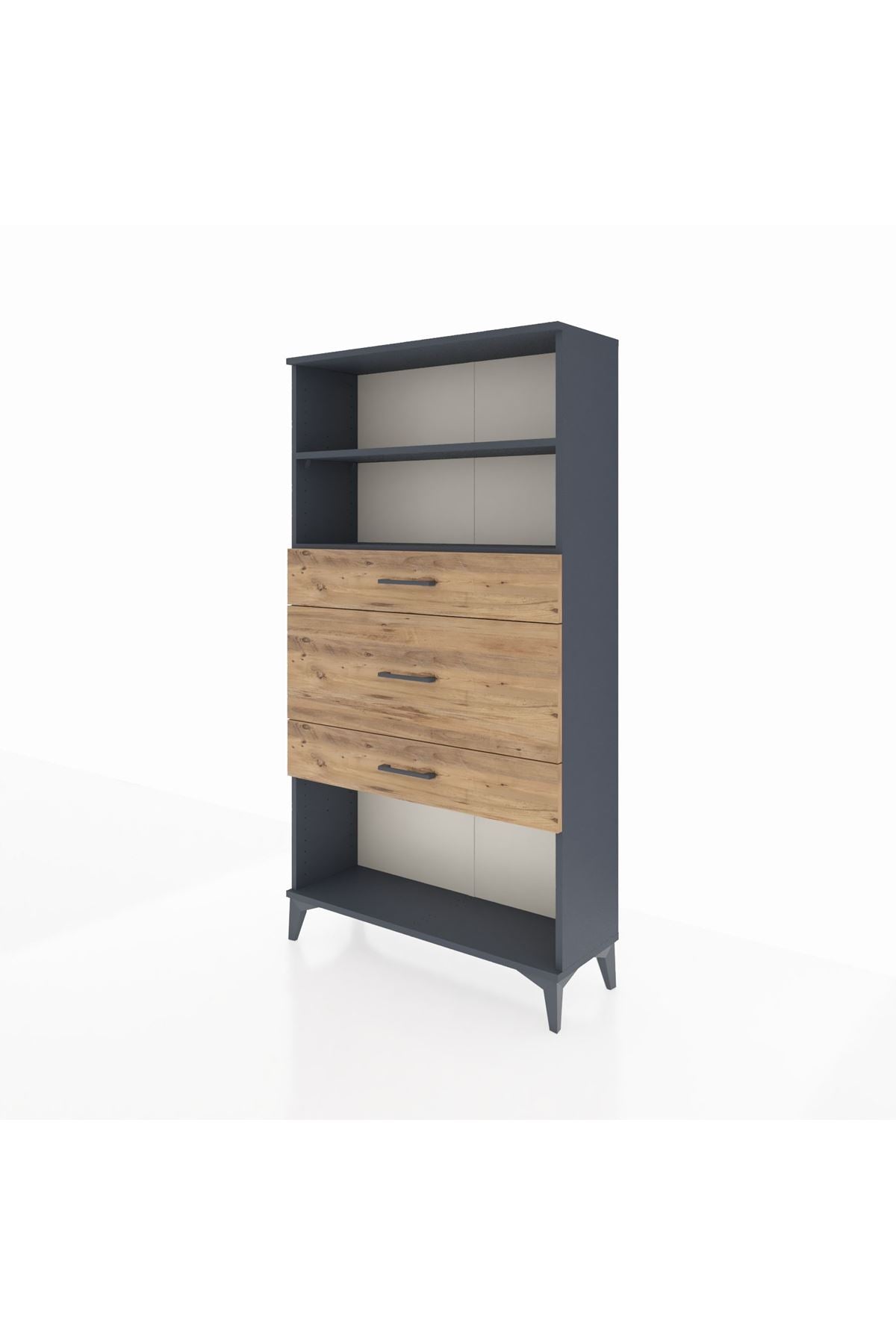 Arges Dolap 2 Raflı 3 Çekmeceli 88x30x163 Antrasit-Çam