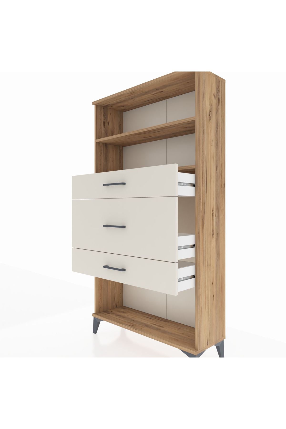 Arges Dolap 2 Raflı 3 Çekmeceli 88x30x163 Çam-Aytaşı