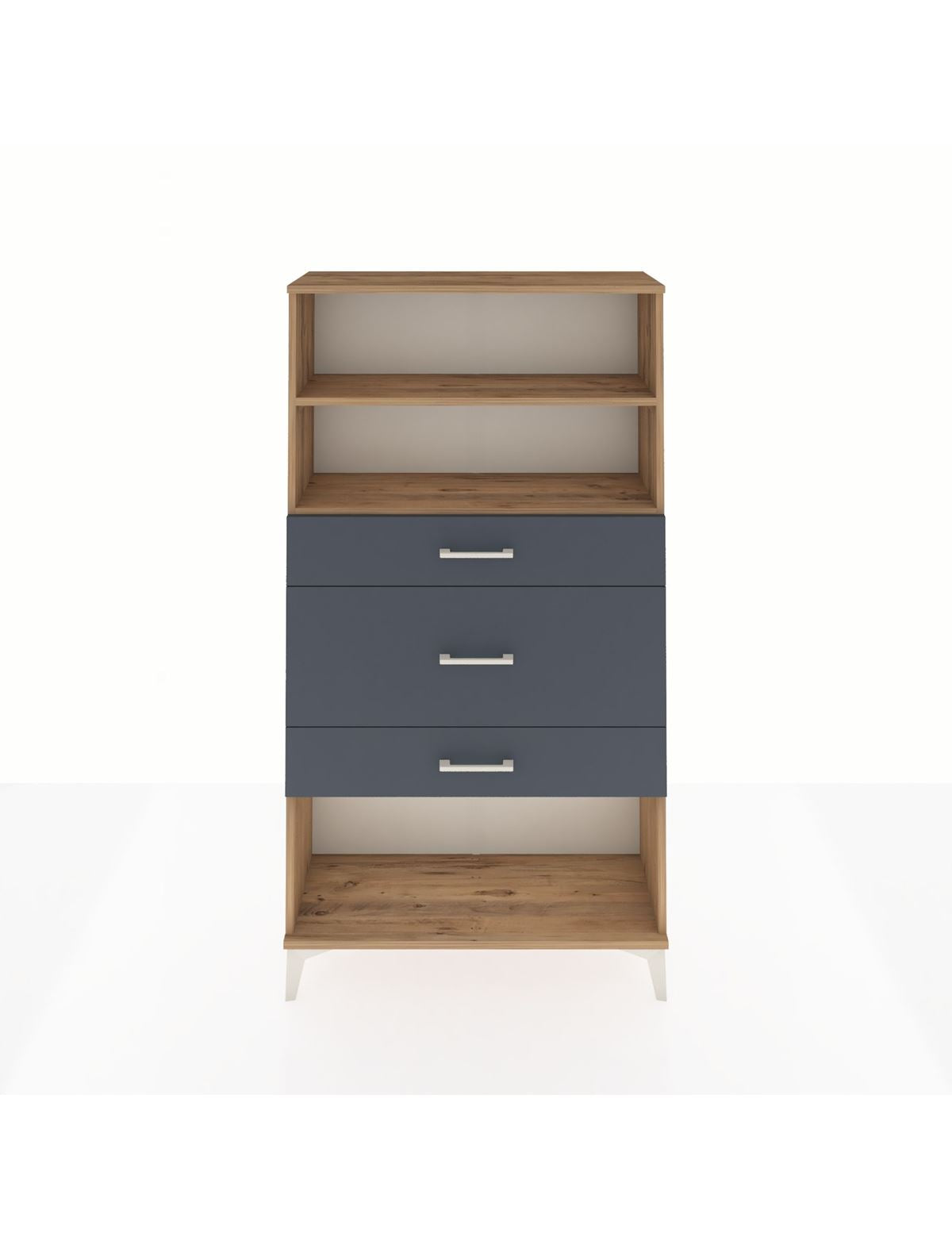 Arges Dolap 2 Raflı 3 Çekmeceli 88x30x163 Çam-Antrasit