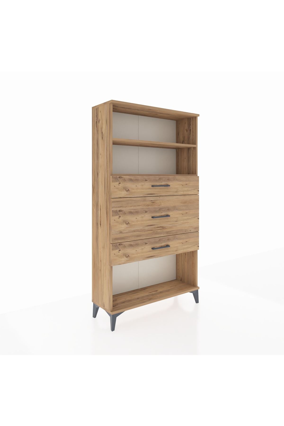 Arges Dolap 2 Raflı 3 Çekmeceli 88x30x163 Çam-Çam