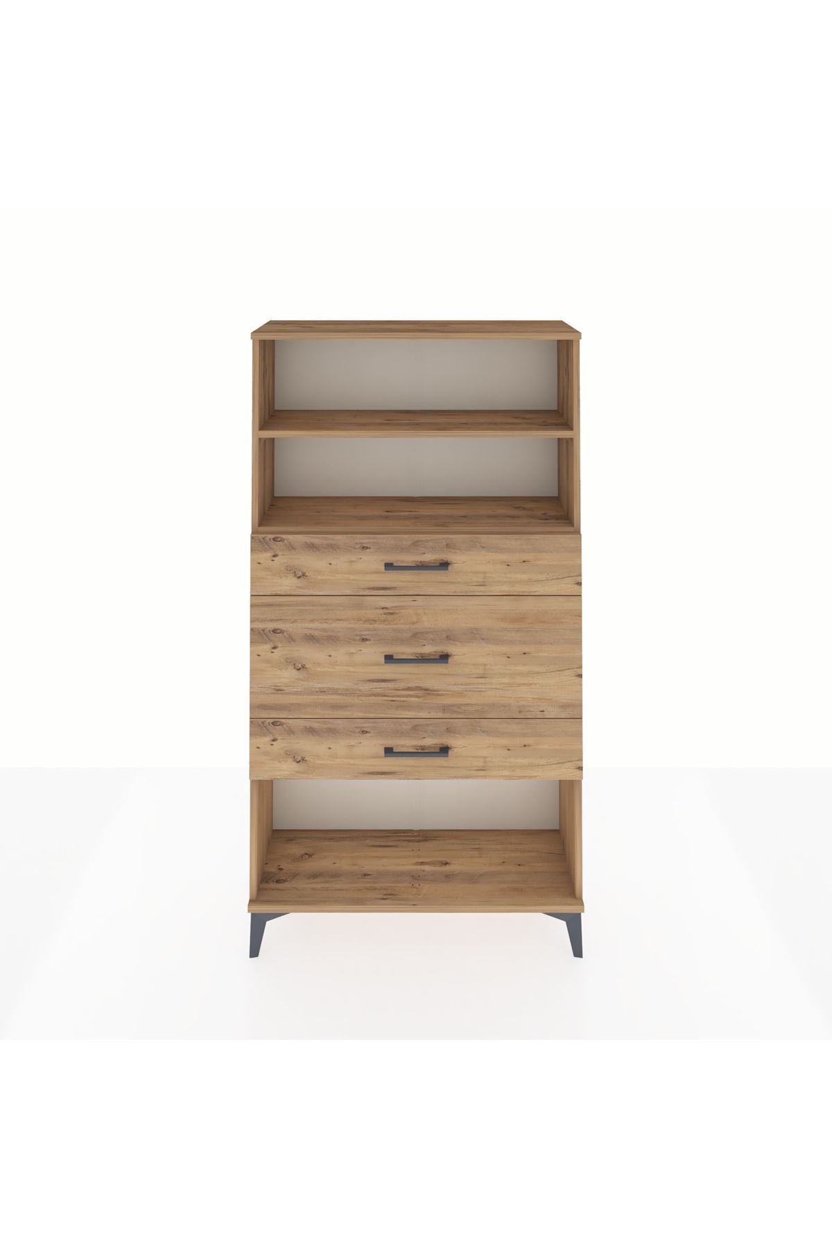 Arges Dolap 2 Raflı 3 Çekmeceli 88x30x163 Çam-Çam