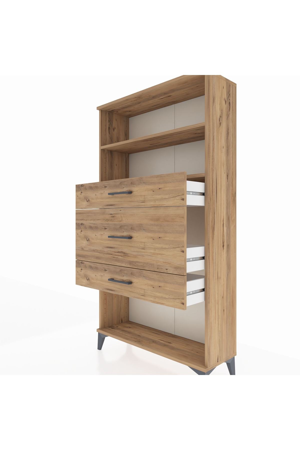 Arges Dolap 2 Raflı 3 Çekmeceli 88x30x163 Çam-Çam