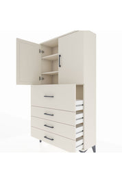 Arges Dolap 3 Raflı 4 Çekmeceli 2 Kapaklı 88x30x163 Aytaşı-Aytaşı