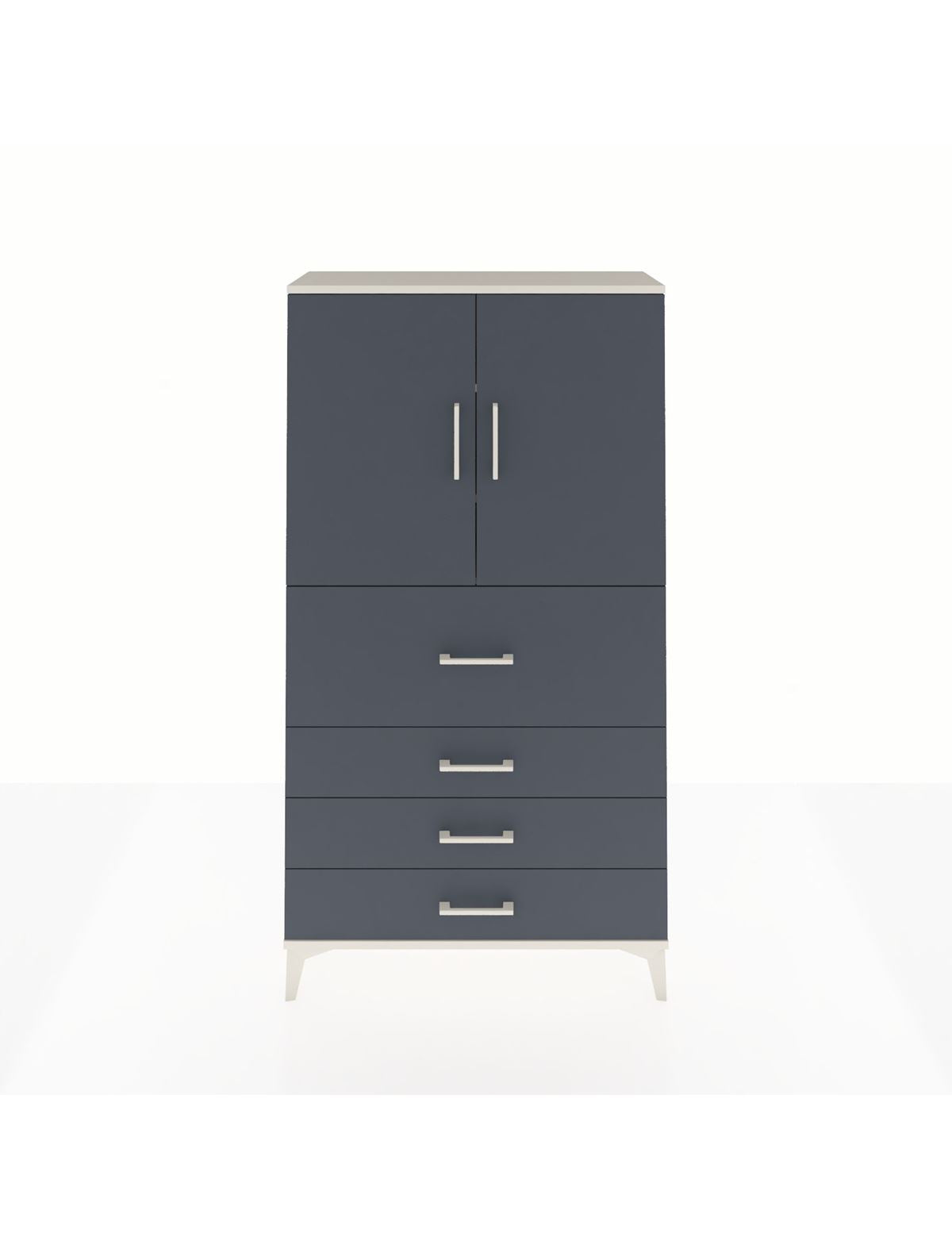 Arges Dolap 3 Raflı 4 Çekmeceli 2 Kapaklı 88x30x163 Aytaşı-Antrasit