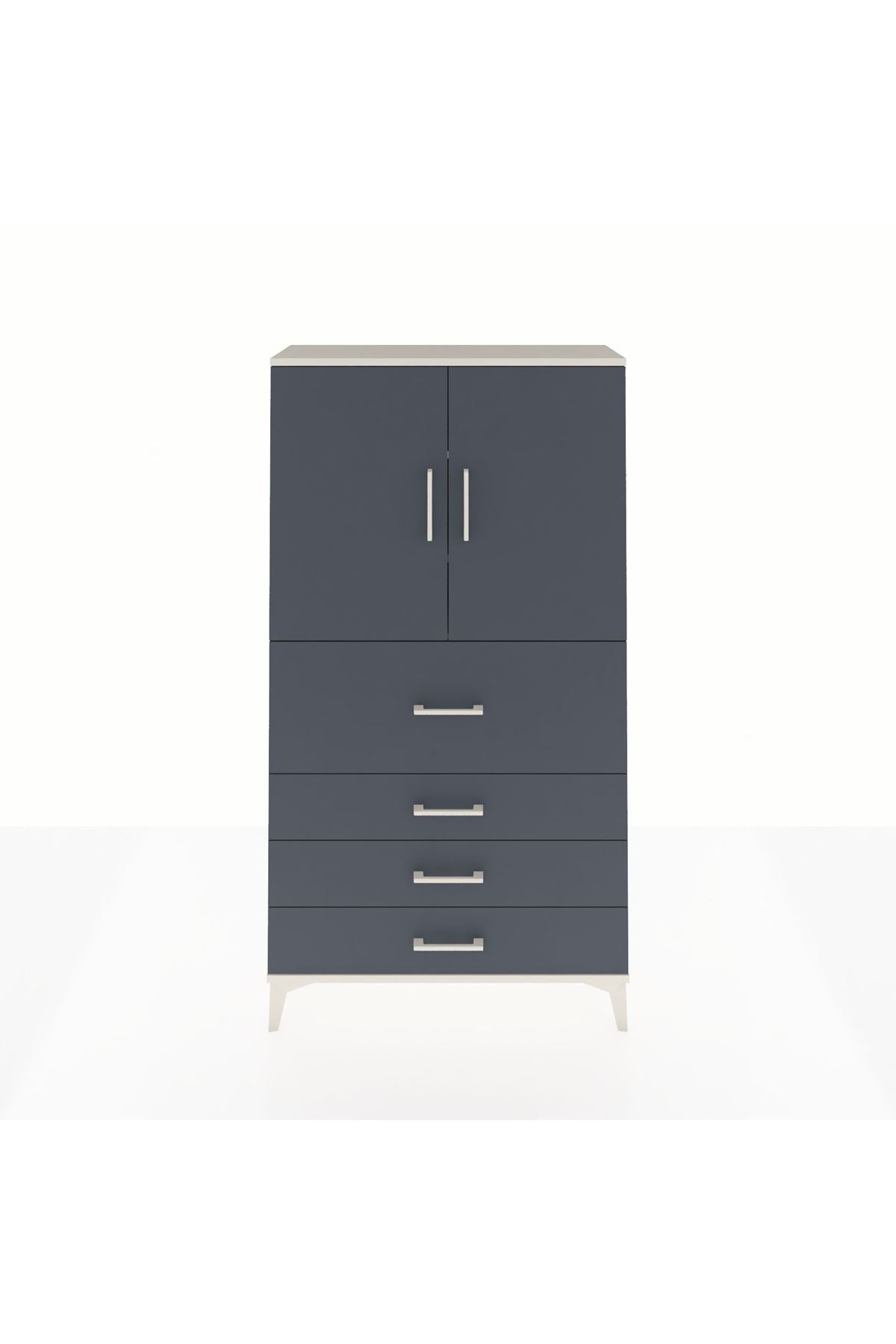 Arges Dolap 3 Raflı 4 Çekmeceli 2 Kapaklı 88x30x163 Aytaşı-Antrasit