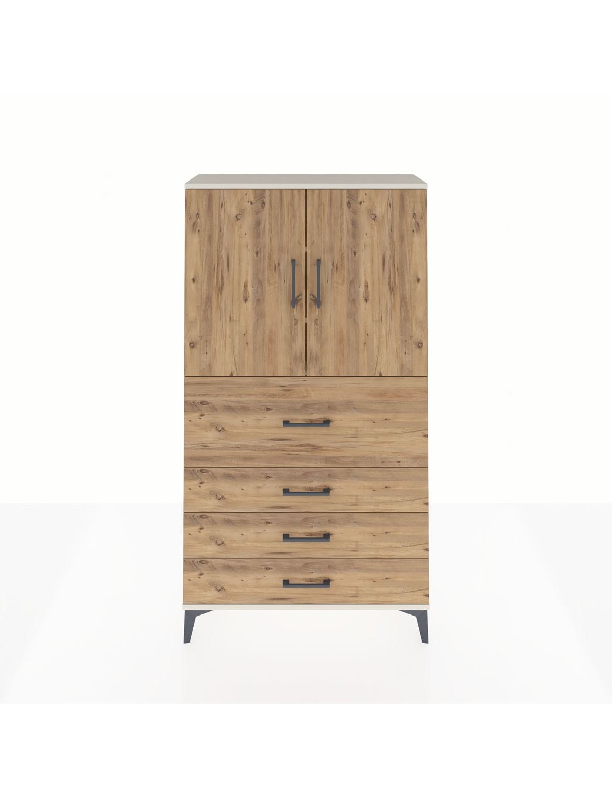 Arges Dolap 3 Raflı 4 Çekmeceli 2 Kapaklı 88x30x163 Aytaşı-Çam