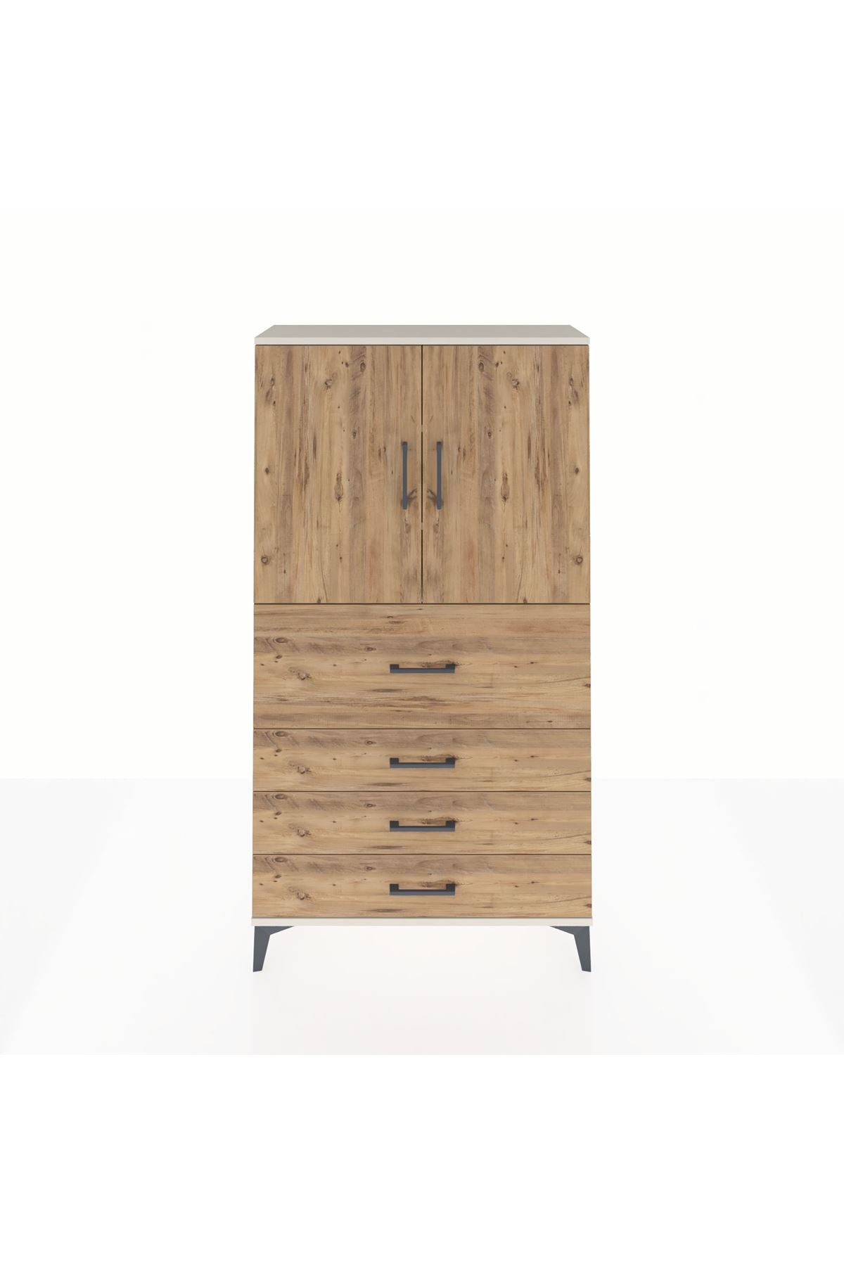 Arges Dolap 3 Raflı 4 Çekmeceli 2 Kapaklı 88x30x163 Aytaşı-Çam