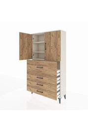 Arges Dolap 3 Raflı 4 Çekmeceli 2 Kapaklı 88x30x163 Aytaşı-Çam