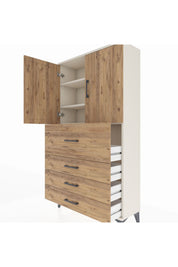 Arges Dolap 3 Raflı 4 Çekmeceli 2 Kapaklı 88x30x163 Aytaşı-Çam