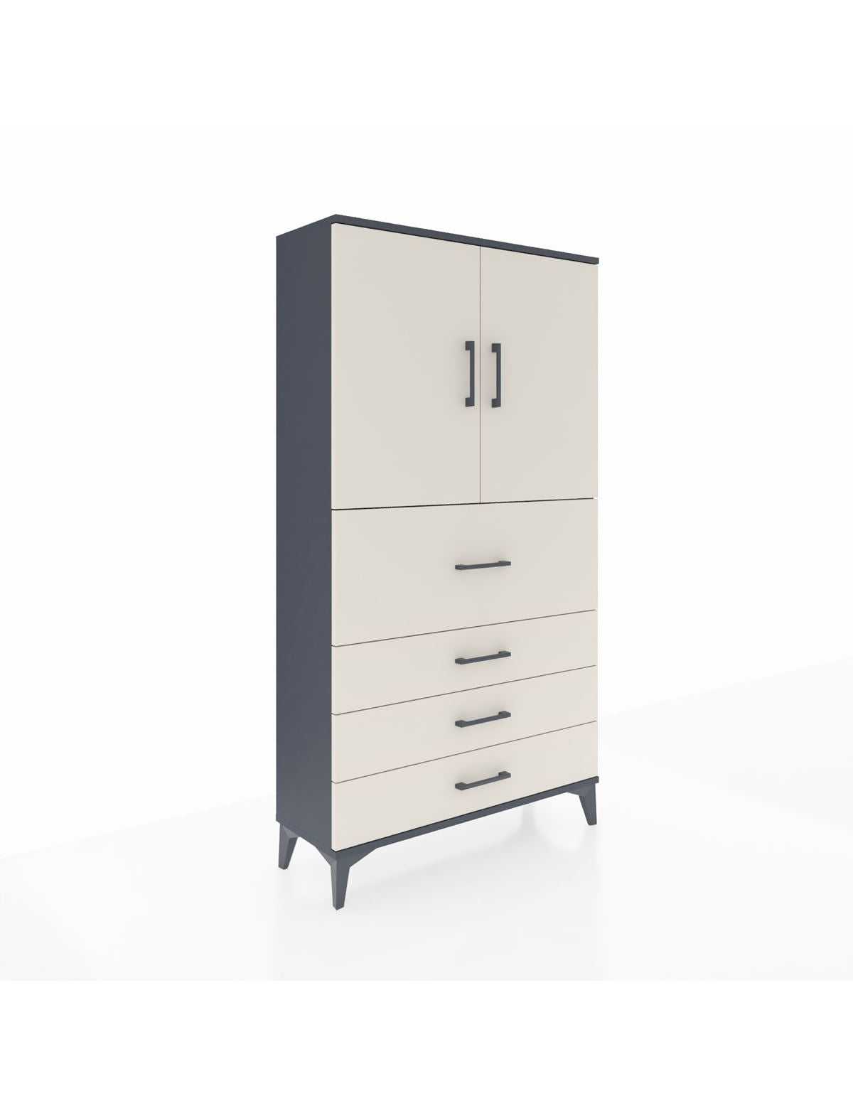 Arges Dolap 3 Raflı 4 Çekmeceli 2 Kapaklı 88x30x163 Antrasit-Aytaşı