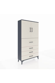 Arges Dolap 3 Raflı 4 Çekmeceli 2 Kapaklı 88x30x163 Antrasit-Aytaşı