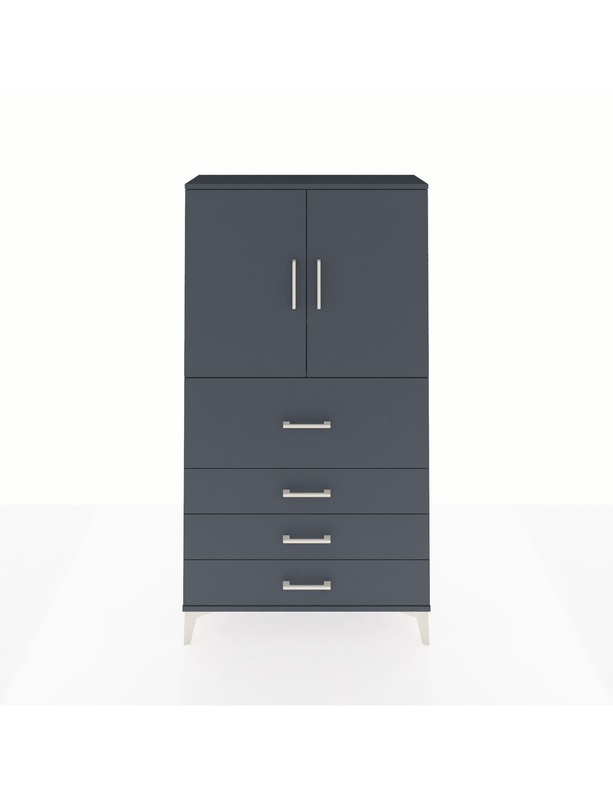 Arges Dolap 3 Raflı 4 Çekmeceli 2 Kapaklı 88x30x163 Antrasit-Antrasit