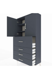 Arges Dolap 3 Raflı 4 Çekmeceli 2 Kapaklı 88x30x163 Antrasit-Antrasit