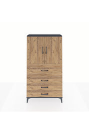 Arges Dolap 3 Raflı 4 Çekmeceli 2 Kapaklı 88x30x163 Antrasit-Çam