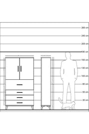 Arges Dolap 3 Raflı 4 Çekmeceli 2 Kapaklı 88x30x163 Çam-Aytaşı