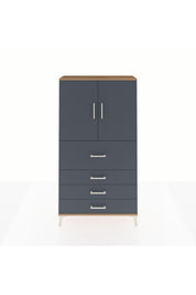 Arges Dolap 3 Raflı 4 Çekmeceli 2 Kapaklı 88x30x163 Çam-Antrasit